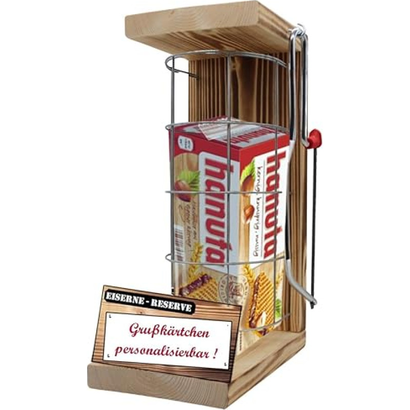 Personalizuotos dovanos vyrams Moterys Dovanų idėja su vardu - Geležies rezervas Tinklelis Tekstas Raudona Hanuta (10 x 22 g) Įskaitant avarinį pjūklą - Tėtis Mama Gimtadienis Vestuvės