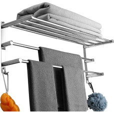 Rankšluosčių laikiklis ištraukiamas 43-78 cm nerūdijančio plieno be gręžimo Rankšluosčių laikiklio sieninė lentyna, tinkama vonios kambario virtuvės rankšluosčių laikikliui (3 lygių lentyna)