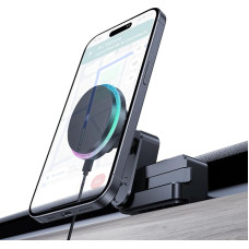 LANTU 15W RGB Mobile Phone Holder for Tesla Tesla Model Y 2020-2024 and Model 3 2017-2023 Magnetic Mobile Phone Holder Car Magnet with 1M C-C Cable for iPhone 12-16 Series and Magnetic Case (Colourful