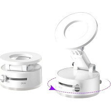 Vakuum Magnetischer Handyhalter, 360° Drehbar Verstellbar und Faltbar Saugnapf Telefonhalter, Ständer Magnetische Handyhalterung für Auto/Fitnessstudio/Spiegel/Glatte Oberfläche, Schwarz (A4 Weiß)