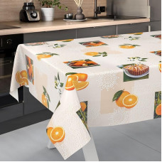 Aliejinė staltiesė, skalbiama, aliejinė staltiesė, sodo staltiesė, lauko, vidaus, 240 x 140 cm, nupjautais kraštais, oranžinė