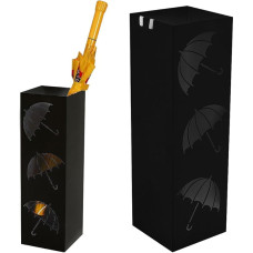 Bakaji Umbrella Stand Umbrella Stand Metal Black with Water Catcher Hook for Umbrella Walking Stick Gift Paper Stand Square Shape for Home Office Reception Furniture Salon Cooking