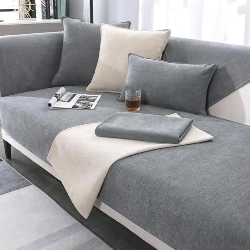 WYJHNLBEDC Sofos / sofos užvalkalas L formos, sofos užvalkalas L/U formos, sofos užvalkalas, patogus šenilinis sofos užvalkalas, skirtas sofai 3/2/1 sėdynei / kampinei sofai / XXL, sofos apsauga nuo šunų įbrėžimų, apsauga nuo kačių