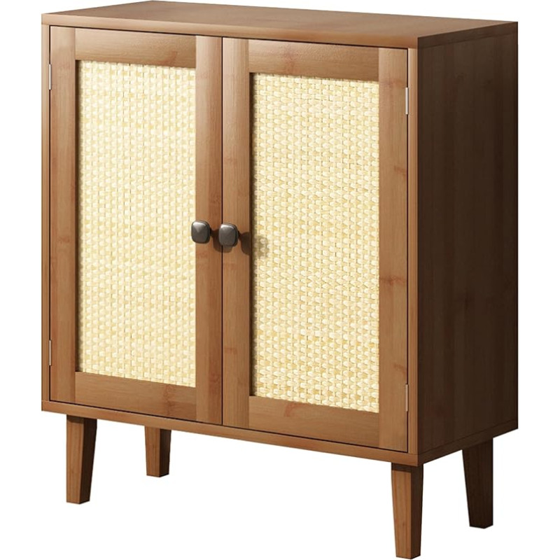 Eastglory Bambuko šoninė spinta Bufetinė spinta su saugojimo rotango 2 durys Virtuvės spintelė Akcentas Įėjimas į kambarį Svetainės spinta Kaštoninė ruda