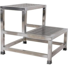 500lb Hochleistungs-Tritthocker aus Edelstahl für Erwachsene und Kinder - 2-stufiger Tritthocker für Küche und Hochbett - Langlebig und sicher mit 500lb Tragkraft