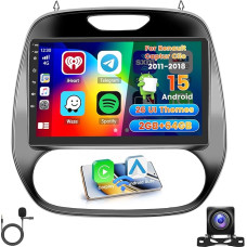 Roinvou 2+64G Android Car Radio Navigation for Renault Captur Clio 2011-2018 with Wireless Carplay and Android Car, 9 Inch Touchscreen Radio with Mirror Link WiFi GPS Bluetooth EQ FM/RDS SWC Reversing