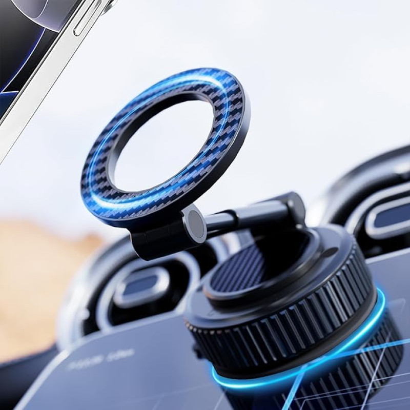 Xapypy Car Vacuum Magnetic Phone Holder - Suction Cup Phone Holder 360° Rotating Foldable Portable Power Magnetic Stand for Car/Gym/Frame for iPhone and Android