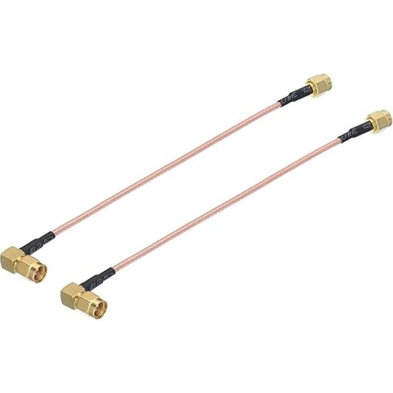 sourcing map 2 Pack RG316 Coaxial Cable SMA Male to SMA Male Right Angle Low Loss Coaxial Cable 1.5m Orange