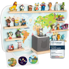bunnyboo Toniebox Shelf - for up to 45 Tonies - Test Winner 2024 - Magnetic Shelf for Toniebox and Figures - Tested Quality - For Boys and Girls (World Map)