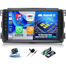 OiLiehu 4+64G Android 13 Dvigubas DIN radijo imtuvas Carplay Android automobilis Mercedes Benz Smart Fortwo 451 2005-2010 m. Automobilinis radijas su 9 colių ekranu su Bluetooth FM RDS GPS WiFi SWC EQ + atbulinės eigos kamera