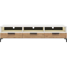 Selsey RIKKE TV Lowboard/TV Table with 3 Open and 3 Closed Compartments, 160 cm Wide (Matte White / Wotan Oak with LED)