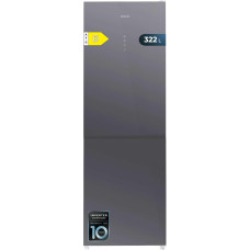 Cecotec Kühlschrank Bolero CoolMarket Kombi 322 Glass Grey D. Multi Airflow, Total No Frost, Humidity Box, Crisper Box, Urlaubsmodus, Eco-Modus, Wendetür, Fast Freezing, Fast Cooling