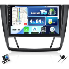 CAMECHO Android 15 Qualcomm 8-Kern 4+64G 9 Zoll Autoradio für BMW Serie 1 E81 E82 E87 E88 2004-2011 mit Rückfahrkamera, DSP Bluetooth IPS Radio mit Wireless Carplay Android Auto GPS WiFi FM/RDS
