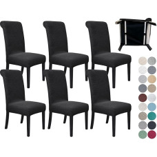 SPRINGRICO 6 Pack Dining Room Chair Covers with seat Belt, Stretch Parsons Chair Slipcover Washable Kitchen Dining Chair Cover Removable Seat Protector Set of 6, S1- Black