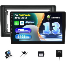 [2+64G] SIXWIN Android 13 Autoradio für FIAT Panda 2003-2012 mit Carplay/Android Auto,9 Zoll Kapazitive Touchscreen mit WiFi GPS Bluetooth FM/RDS EQ+Rückfahrkamera