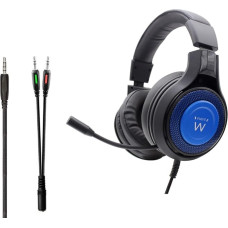 Ewent PL3322|Žaidimų ausinės su lanksčiu mikrofonu | Su 3,5 mm lizdu | Laidinės su 50 mm garsiakalbiu | 1,5 m ilgio | Žaidimų ausinės PS4-PS5/Xbox One Xbox X | Juoda, mėlyna