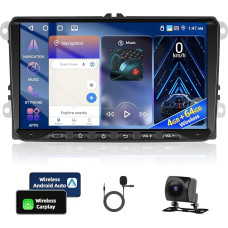 Motorsi 4+64G Autoradio für VW Seat/Skoda/Altea/Toledo/Leon/Altea XL mit Kabellosem Carplay/Android Auto, 9 Zoll Android 13 Touchscreen GPS Navi/WiFi/FM/RDS/SWC/Canbus/BT/EQ+AHD Kamera+Mic