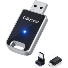 OTTOCAST Mini Carplay Wireless Adapter, 2-in-1 Converts Wired CarPlay/Android Car to Wireless, Plug & Play, Compact Metal Design, Automatic Reconnection