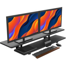 Dvigubo monitoriaus stovas - 2 pakopų stovas 2 monitoriams, stalui ir televizoriui, stalo organizatorius (juodas)