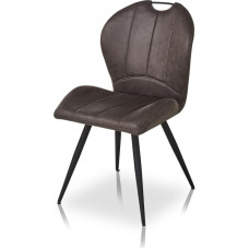 KHG Valgomojo kėdė Virtuvės kėdė Tamsiai pilka Mikropluošto zomšos išvaizda Minkšta kėdė su rankena Gyvenamojo kambario kėdė Dizainas Kėdė Metalinis rėmas