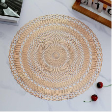 Tischset PVC, 6 metalų rinkinys, hohl, rund Platzdeckchen für Küche,Zuhause,Restaurant,Speisetisch, 38x38cm, Roségold