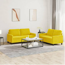 Juroupi 2-TLG. Sofagarnitur mit Kissen Sofa Wohnzimmer Sitzgruppe Wohnzimmer Sofa Set Sofas FüR Wohnzimmer Gelb Samt - 3201502