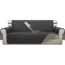 ISSUNTEX dvigubos apsaugos 100 % vandeniui atsparūs sofos užvalkalai svetainei, dvipusiai sofos užvalkalai 3 pagalvėlėms sofos sofai, baldų apsaugos sofos užvalkalas naminiams gyvūnams (XL, tamsiai pilka/smėlio spalvos)