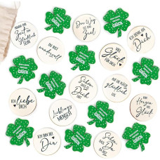 Logbuch-Verlag 22 small lucky charms, good luck, clover leaves with wooden taler, sayings for New Year's Eve and New Year as a gift