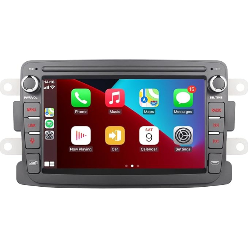 LXKLSZ Car Radio Compatible with Wireless Carplay/Android Car for Renault Dacia Duster Sandero Logan Captur Symbol Dokker with IPS Touch Screen/Bluetooth/Mirror Link/FM/AM/USB