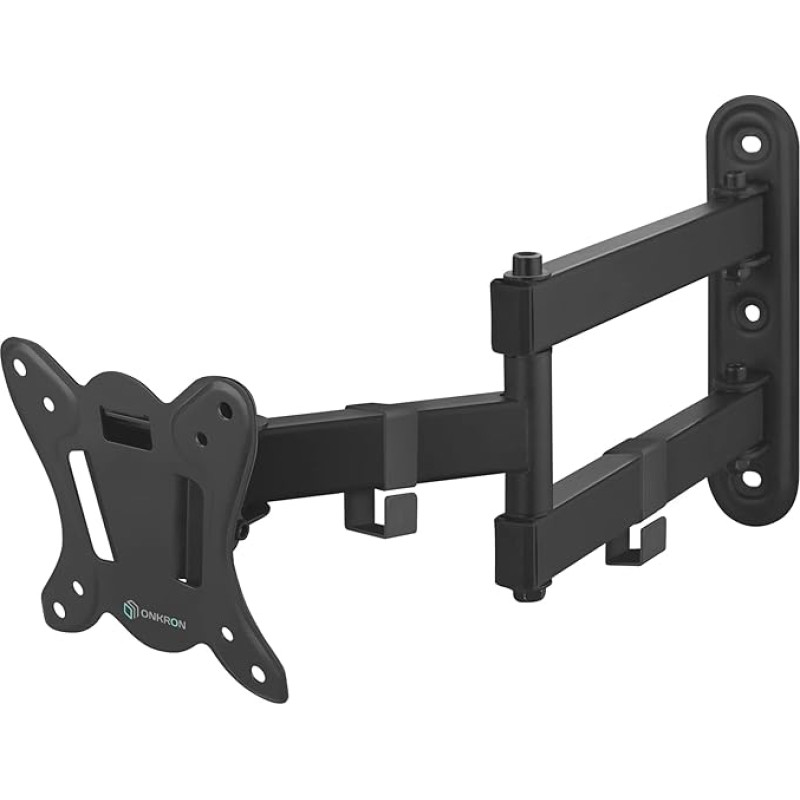 ONKRON TV & PC Monitor Wall Mount for 10-32 Inch Screen up to 25 kg, Universal TV Wall Mount Swivelling Tilting & Extendable - 75 x 75 / 100 x 100 VESA TV Mount Wall Black NP15-B