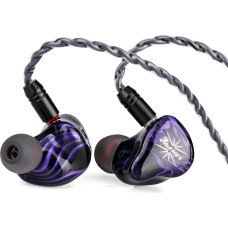 LINSOUL Kiwi Ears Quartet 2DD+2BA Hybrid In-Ear Monitors, HiFi Headphones with Handmade Resin Shell, Removable OFC Silver-Plated IEM Cable for Musicians DJ Gaming (Purple, Quartet)