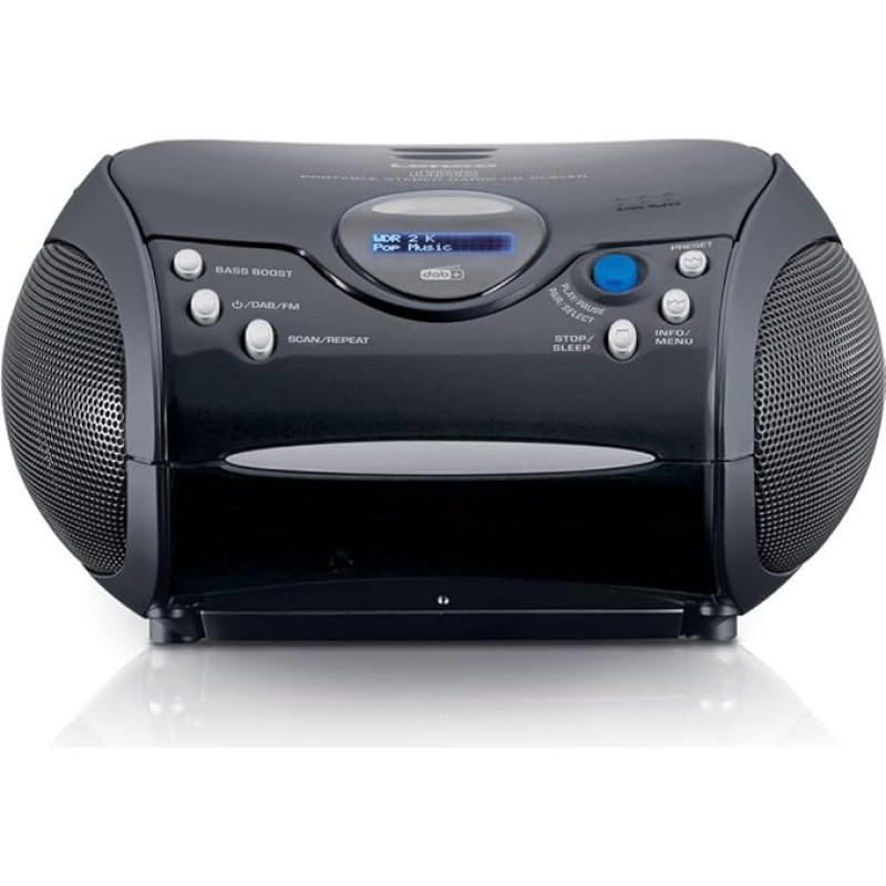 Lenco SCD-24DAB - CD Player for Children - Bluetooth 5.1 - CD Radio - Boombox - DAB+ Radio - Track Memory - 2 x 1.5 W RMS Power - Mains and Battery Operated - Black, SCD-24DAB BK