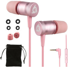 KLIM Fusion Headphones in Ears with Microphone, Durable, Innovative: In-Ear Headphones with Memory Foam 3.5 mm Jack, Sport Gaming In-ear Rose Gold