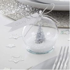 Ginger Ray Silver Christmas Tree Snow Silver Glitter Christmas Tree Snow Globe, One Size