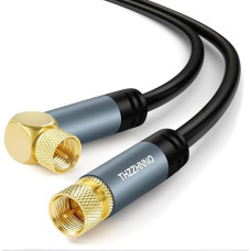 Thzzhnno TV Antenna Right Angle F Type Connector Coaxial Cable 7.5 m Gold-Plated 90 Degree Angled to Straight Plug Cable Coaxial Cable for HDTV, CATV, DVB-T2/C/S, Cable Modem, Radio, Satellite