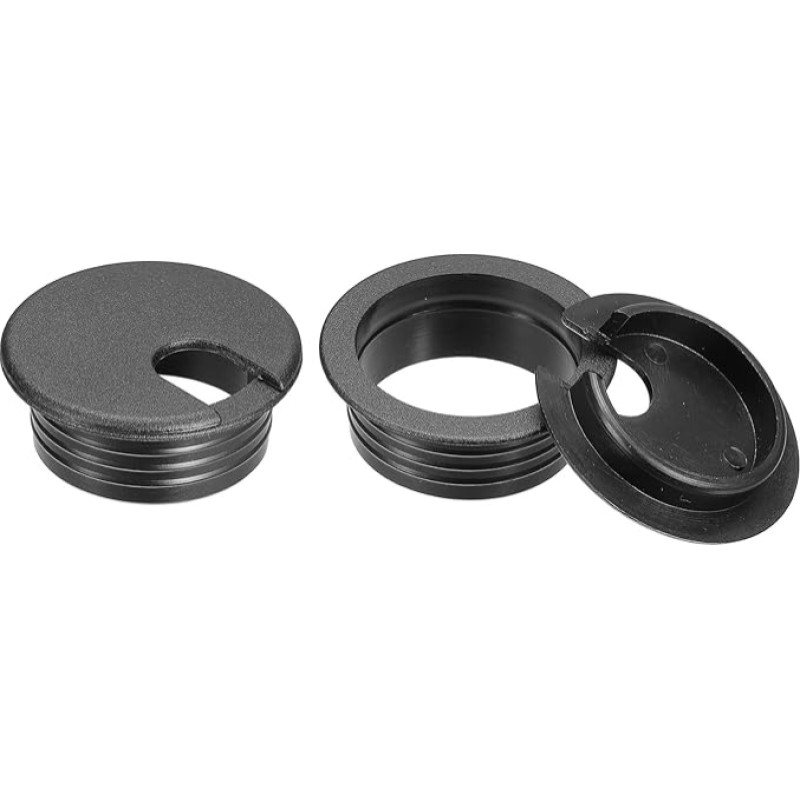 sourcing map Cable Hole Cover, 2 Pieces 45mm ABS Desk Cable Wire Eyelets Hole Cover for Office Computer Desk Wire Organizer Black