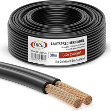 OKSI Speaker Cable 2 x 4 mm² 30 m Black CCA (Copper + Aluminium) for HiFi, Connection of Audio Stereo to Amplifier, Surround Sound System, TV Home Cinema and Car Radio