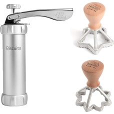 Cookie Preparation Set, Baking Accessories, Biscuit Syringe + 20 Attachments + 1 Star Shape + 1 Flower Shape, Quality Materials, Made in Italy