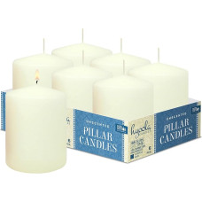 Hyoola Ivory Pillar Candles 7.5 x 10 cm - Unscented Pillar Candles Large - Pack of 6 - Candles Long Burning Time Made in EU