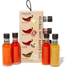 Thoughtfully Global Hot Sauce Chilli Sauces To Go Gift Set - Gift Box with 4 Hot Sauces - Gift for Men and Women