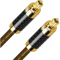 EMK Optical Cable Optical Audio Cable Digital Toslink Cable Spdif Cable Compatible with TV, Soundbar, Home Cinema, Xbox, PS4 and More (Carbon Fibre Housing Toslink Brown, 1 m)