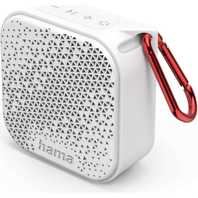 Hama Bluetooth Speaker Pocket 3.0 Box for Mobile Phone Compact Mini Speaker with Bluetooth, AUX and Practical Carabiner Small Mobile Music Box Bluetooth Waterproof IP67 14h Battery 3.5 W White