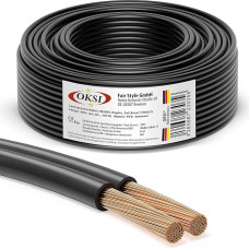 OKSI Speaker Cable 2 x 2.5 mm² 30 m Black Copper Cable for HiFi Connection of Audio Stereo to Amplifier Surround Sound System TV Home Cinema and Car Radio Made in Germany