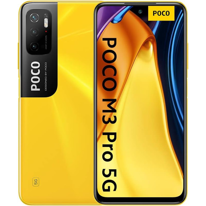 Poco M3 Pro Smartphone Dual 5G - RAM 4GB ROM 64GB MediaTek Dimensity 700, 6.5 Inch 90 Hz FHD+ DotDisplay Screen, Battery 5000 mAh (Type), 48 MP AI Triple Camera (Global Version) Yellow