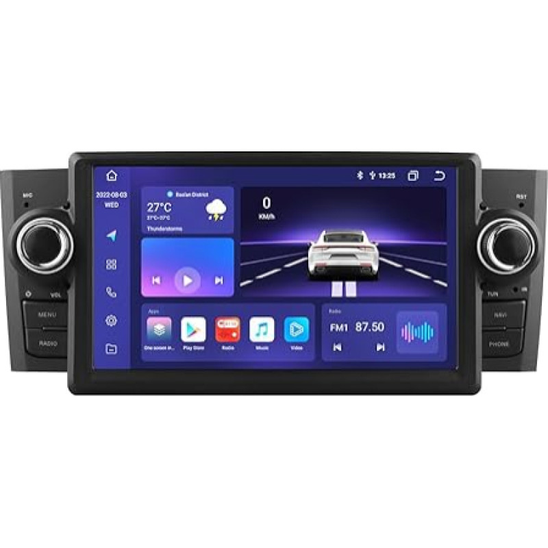 Android 12 7 Inch Car Radio for FIAT Grande Punto Linea 2007-2012, with 4GB & 32GB Memory, Support Wireless Carplay/Android Car, Steering Wheel Control, WiFi/4G, Front / Rear Camera Inputs, AM/FM