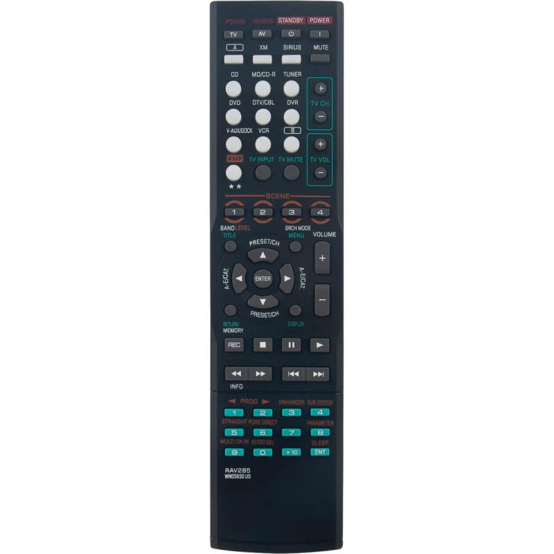 Replacement Remote Control Fit for Yamaha AV Receiver HTR-6160 RX-V663BL RX-V663 Remote RAV285 WN05830US