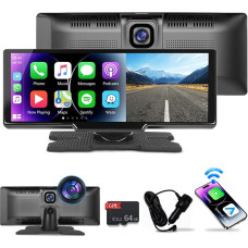 Podofo Wireless Carplay Portable Car Radio with 9.3 Inch Screen, Android Car DVR 2 Split Screen, Carplay Screen with 32G SD Card, Bluetooth/FM Transmitter/Aux, Suitable for All Models