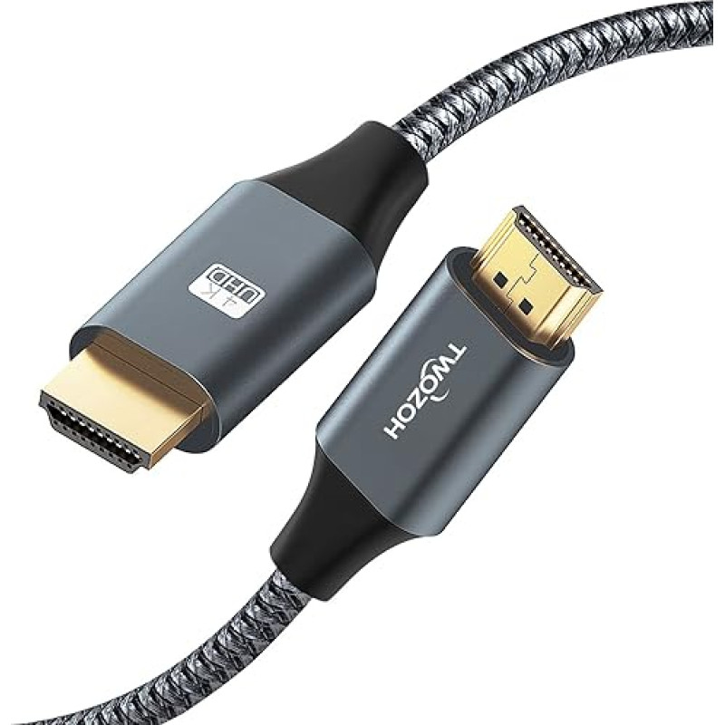 Twozoh 4K HDMI Cable 7.5 m, High Speed 18 Gbps HDMI to HDMI Cable, Braided 2.0 HDMI Cable Compatible with PS5, PS3, PS4, PC, Projector, HDTV, Xbox