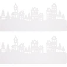 Rayher Paper Silhouette Mountain Village, White, 30.7 x 13.3 cm, Pack of 2, Christmas Decoration, Paper Village, Photo Cardboard, White, 87435102