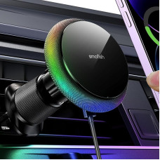 For 15 W Magsafe Car Holder, [Rainbow RGB] Magnetic iPhone Wireless Car Charging, Car Vent Mobile Phone Holder Car with Charging Function for iPhone 16 Pro Plus Max 15 14 13 12 Mini Men Women